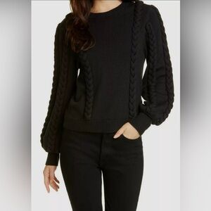 Joie Women's Black Stretch Long Sleeves Crew Neck Chasa Sweater, Medium